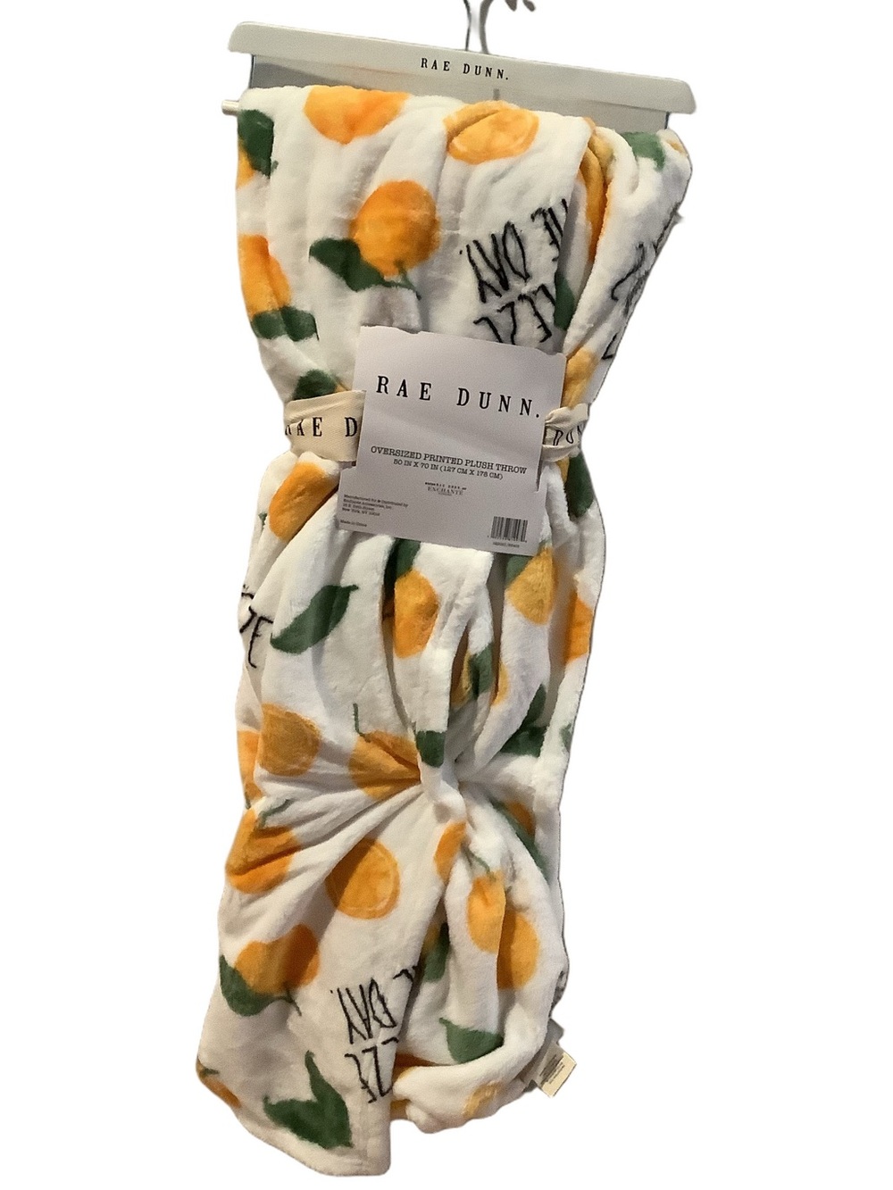 Rae Dunn Squeeze The Day Orange Themed Plush Blanket New